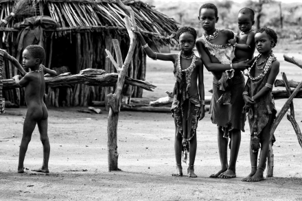 Hammar Children at their village in East Omo Rift Valley Ethiopia